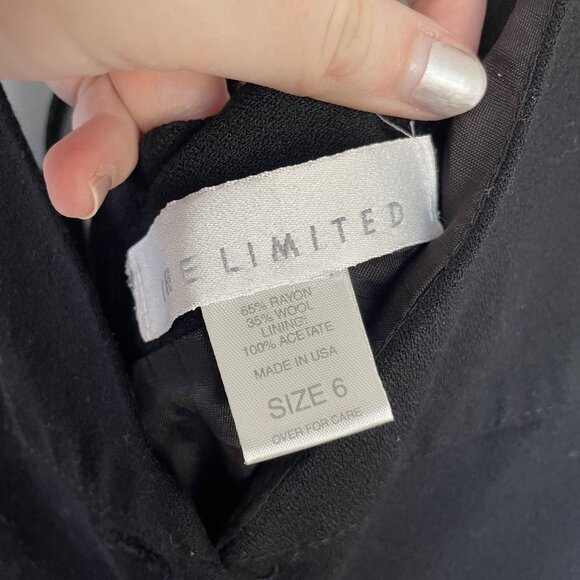 The Limited Vintage Black Suspender Dress Silver Button Accents Size 6 Wool Rayo - Picture 5 of 9